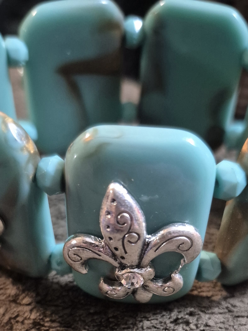 Fleur-de-Lis Turquoise Stretch Bracelet